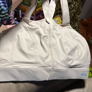 VFUS Cafe Latte Wireless High Impact Zip Front Wide Straps Sports Bra Size XXL
